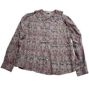 Maria de la Orden Peter Pan Collar Blouse in Pink Print